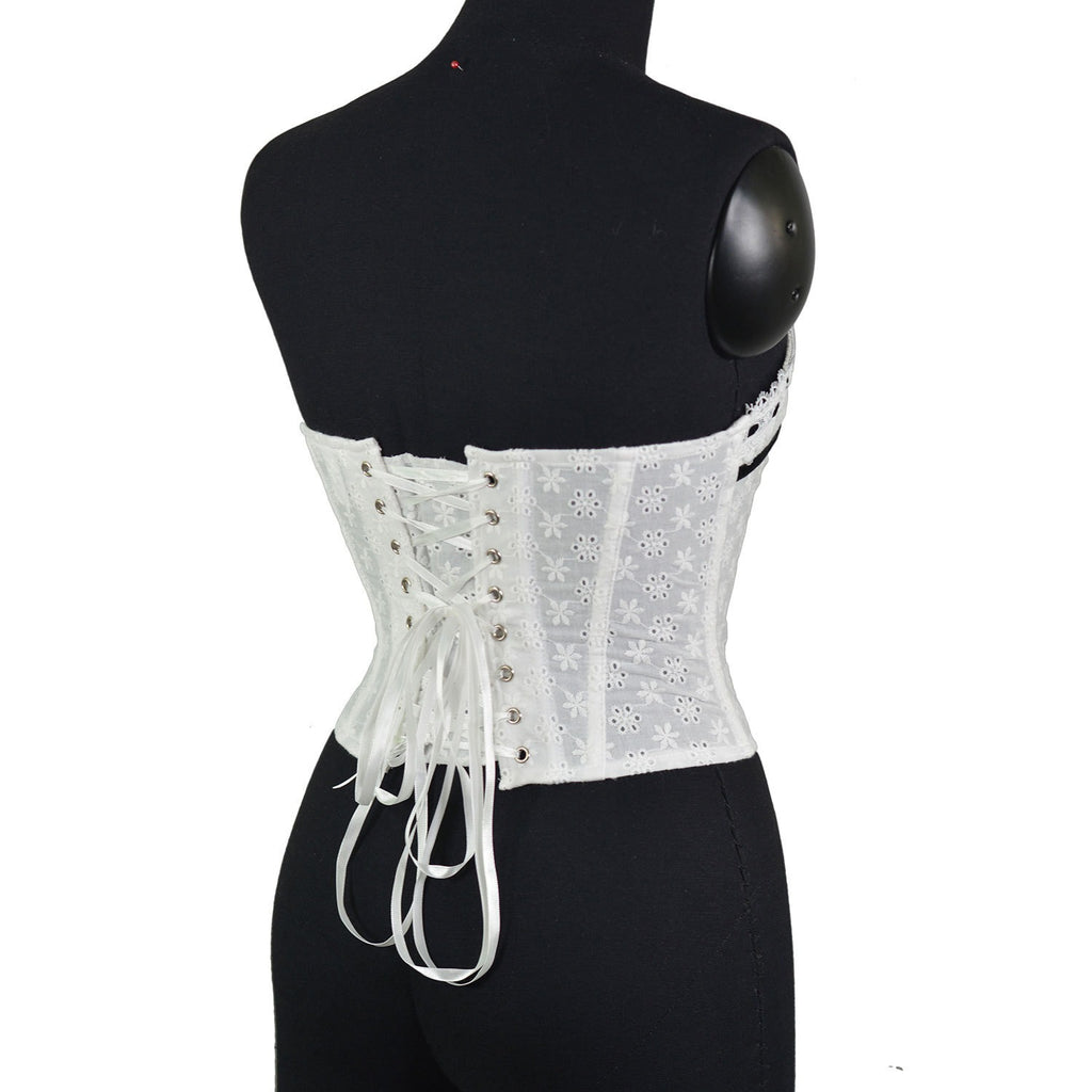 White Corset Top with Lace Trim