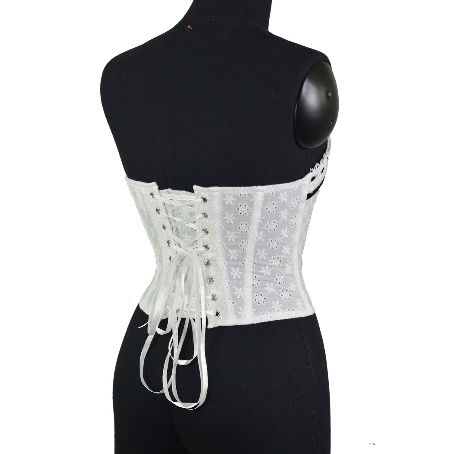 White Corset Top with Lace Trim