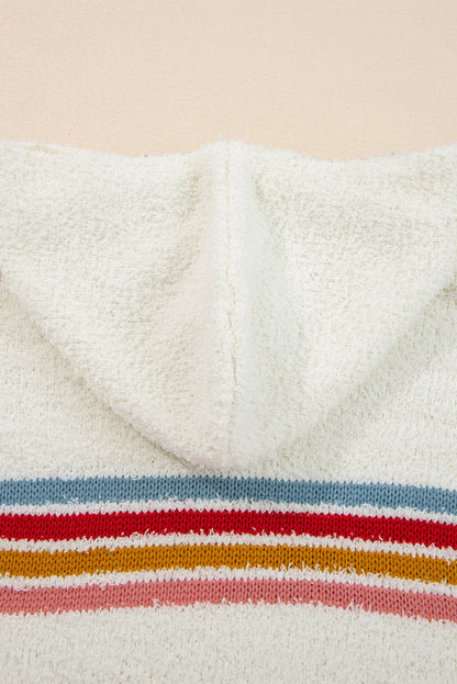 White Popcorn Sweater With Hood