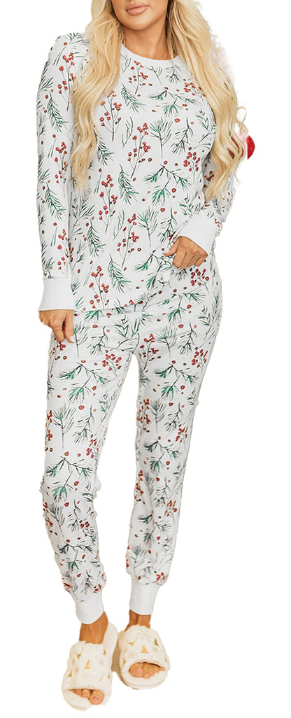 White Holly Print Lounge Set For Comfort