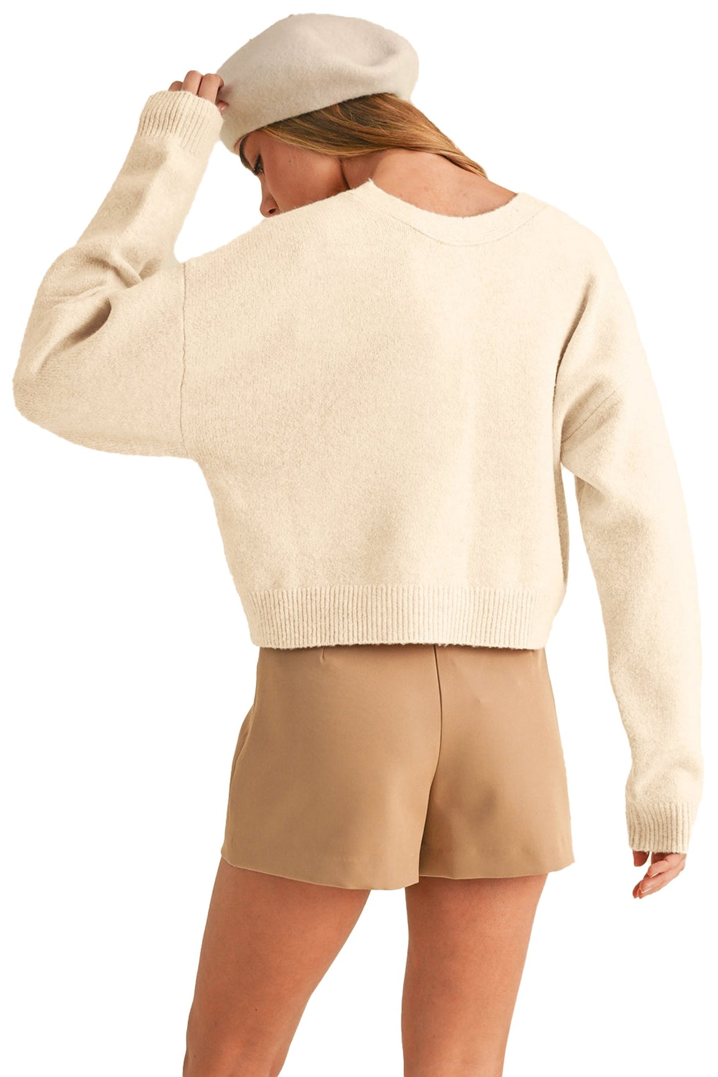 Jet Stream Bowknot Front Loose V Neck Knitted Cardigan