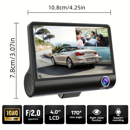 1080p Touch Screen Dash Cam With 3 Cameras