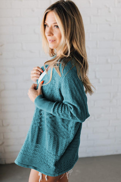 Open Front Knit Cardigan For Women