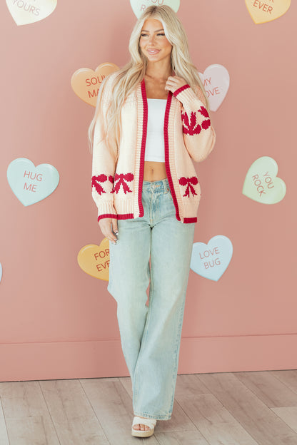 Dear-Lover Apricot Bow Cardigan For Cozy Style