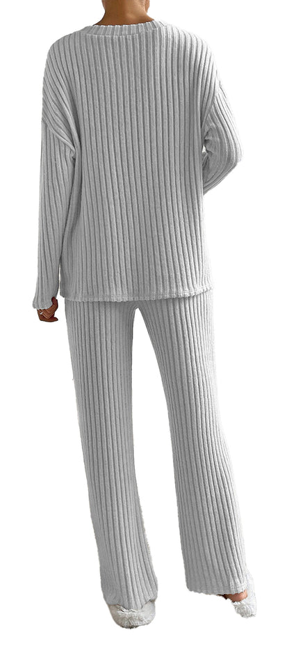 Khaki Ribbed Knit Two Piece Outfit