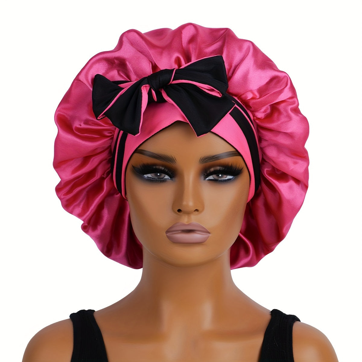 Double Layered Satin Sleep Bonnet With Bow