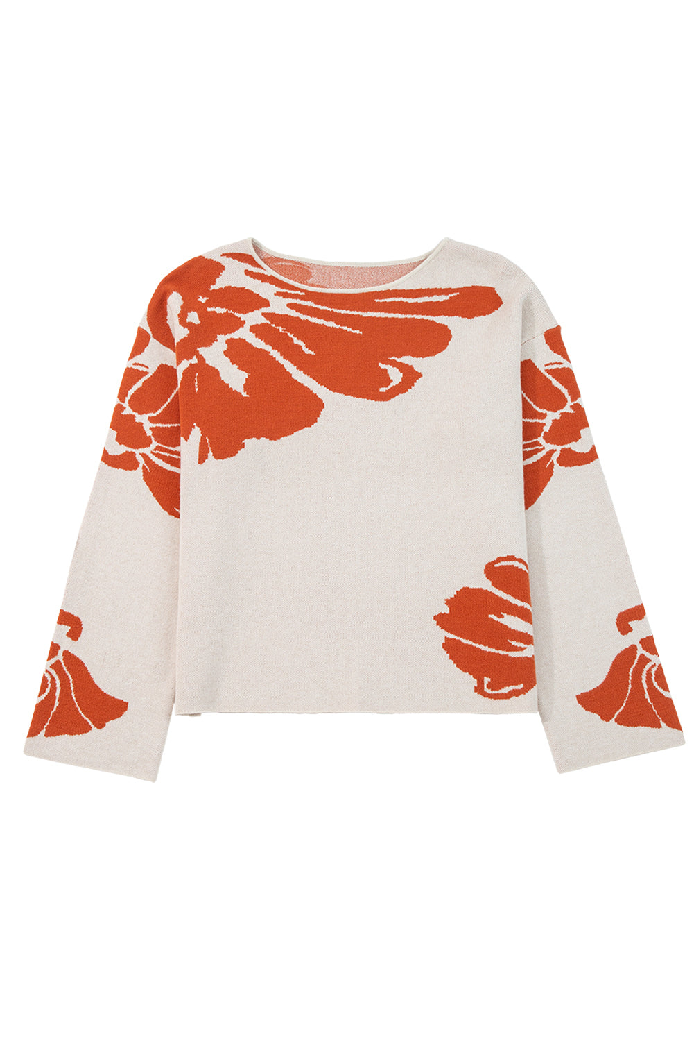 Green Flower Pattern Sweater For Women