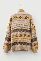 Western Pattern Cardigan Sweater