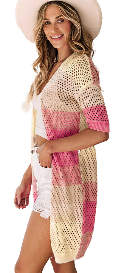 Pink Ombre Knitted Cardigan For Fashionable Style