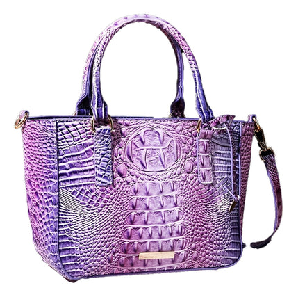 Crocodile Pattern Satchel Handbag Pink
