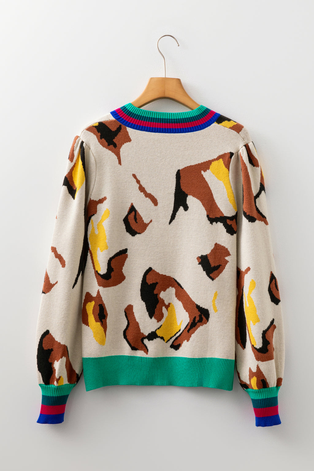 Apricot Animal Print Knit Sweater