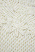 White Flower Detail Sweater For Trendy Style