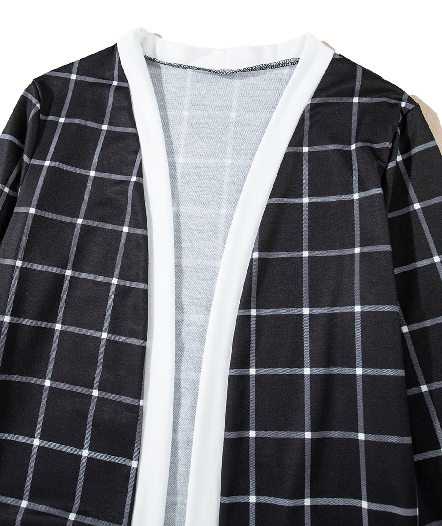 Black Plaid Open Cardigan For Chic Style
