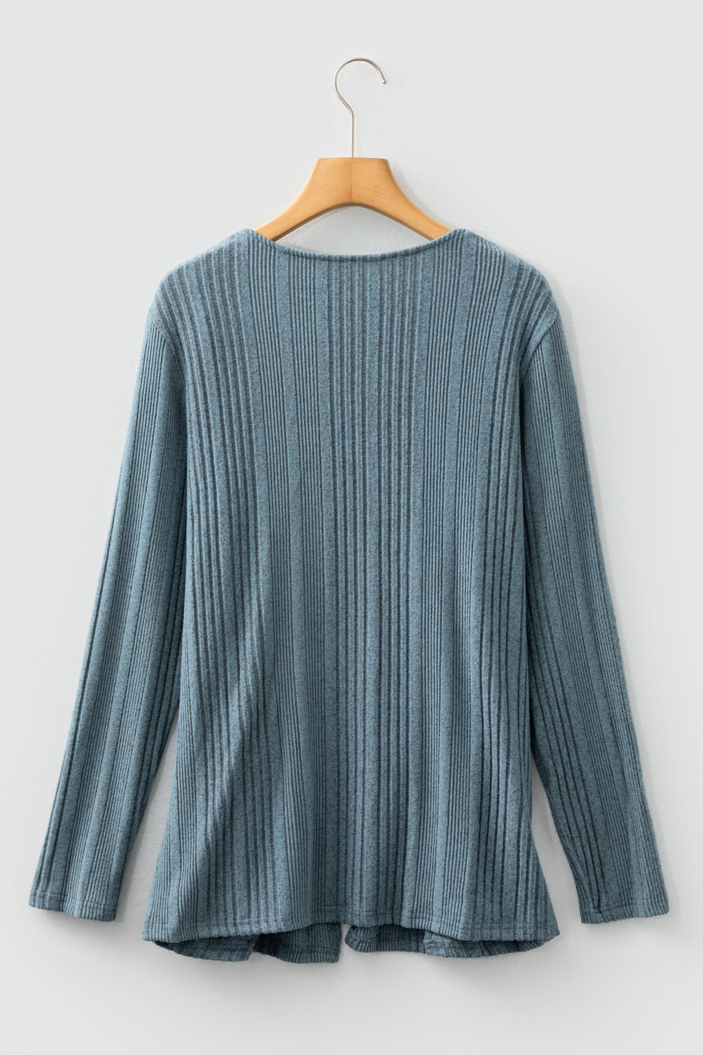 Black Ribbed Open Front Cardigan