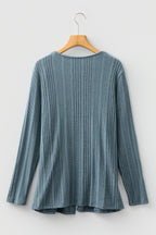 Black Ribbed Open Front Cardigan