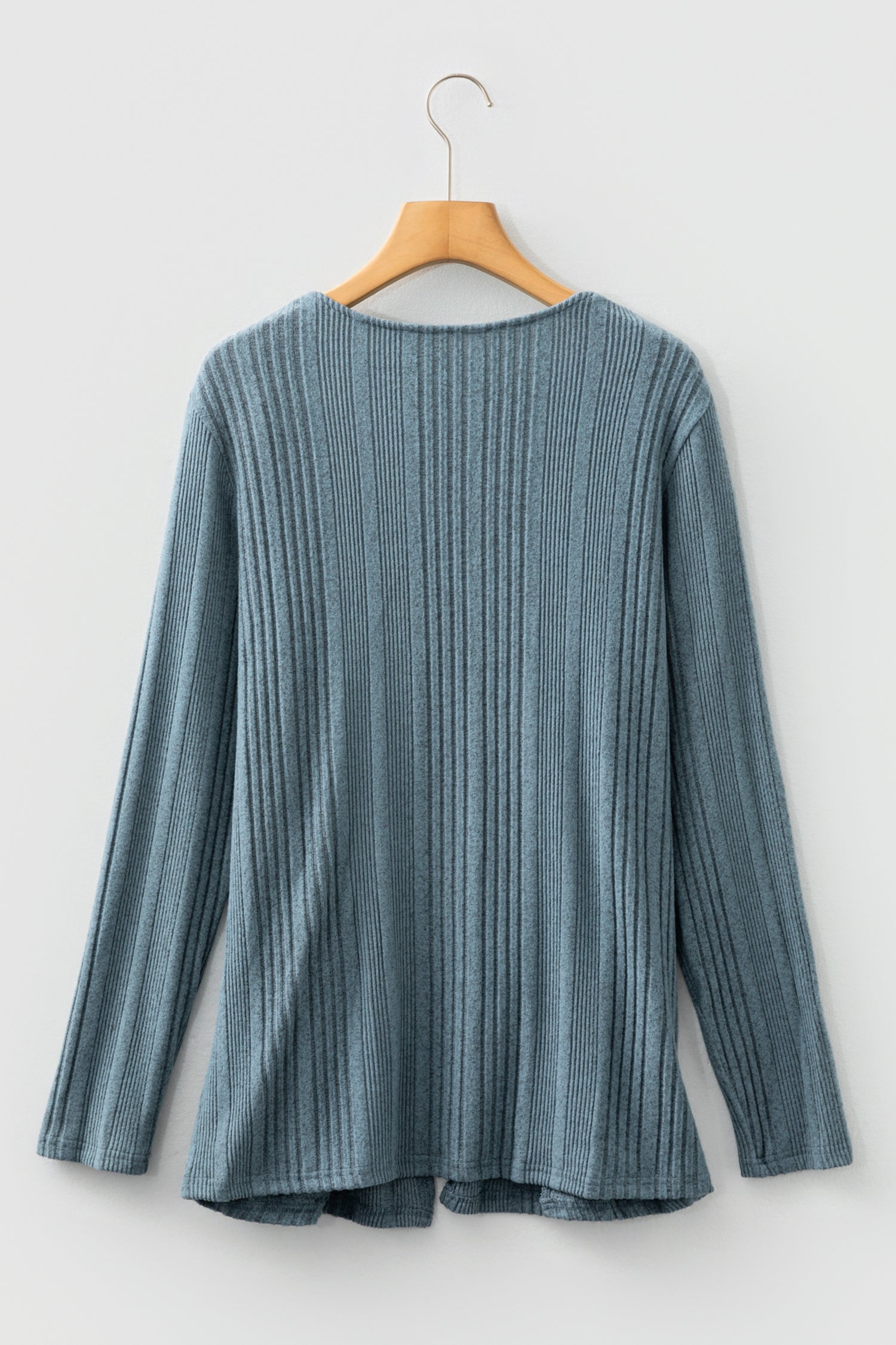 Black Ribbed Open Front Cardigan