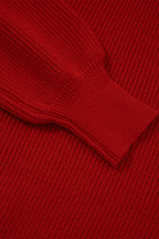 Red Lantern Sleeve Sweater With Bow Detail