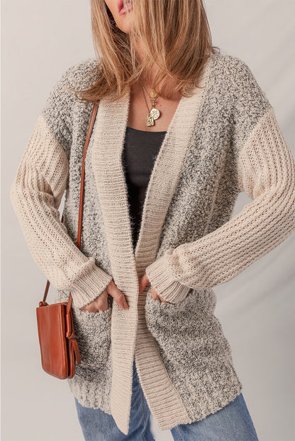 Color Block Open Front Cardigan