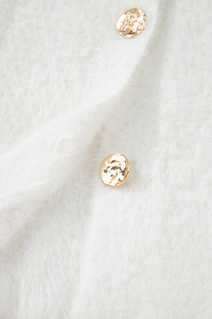 Dear-Lover Smoke Gray Fuzzy Cardigan For Cozy Style