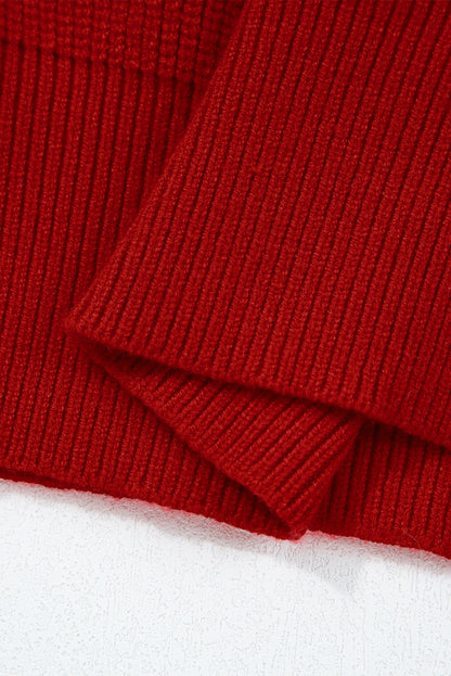 Red Lantern Sleeve Sweater With Bow Detail