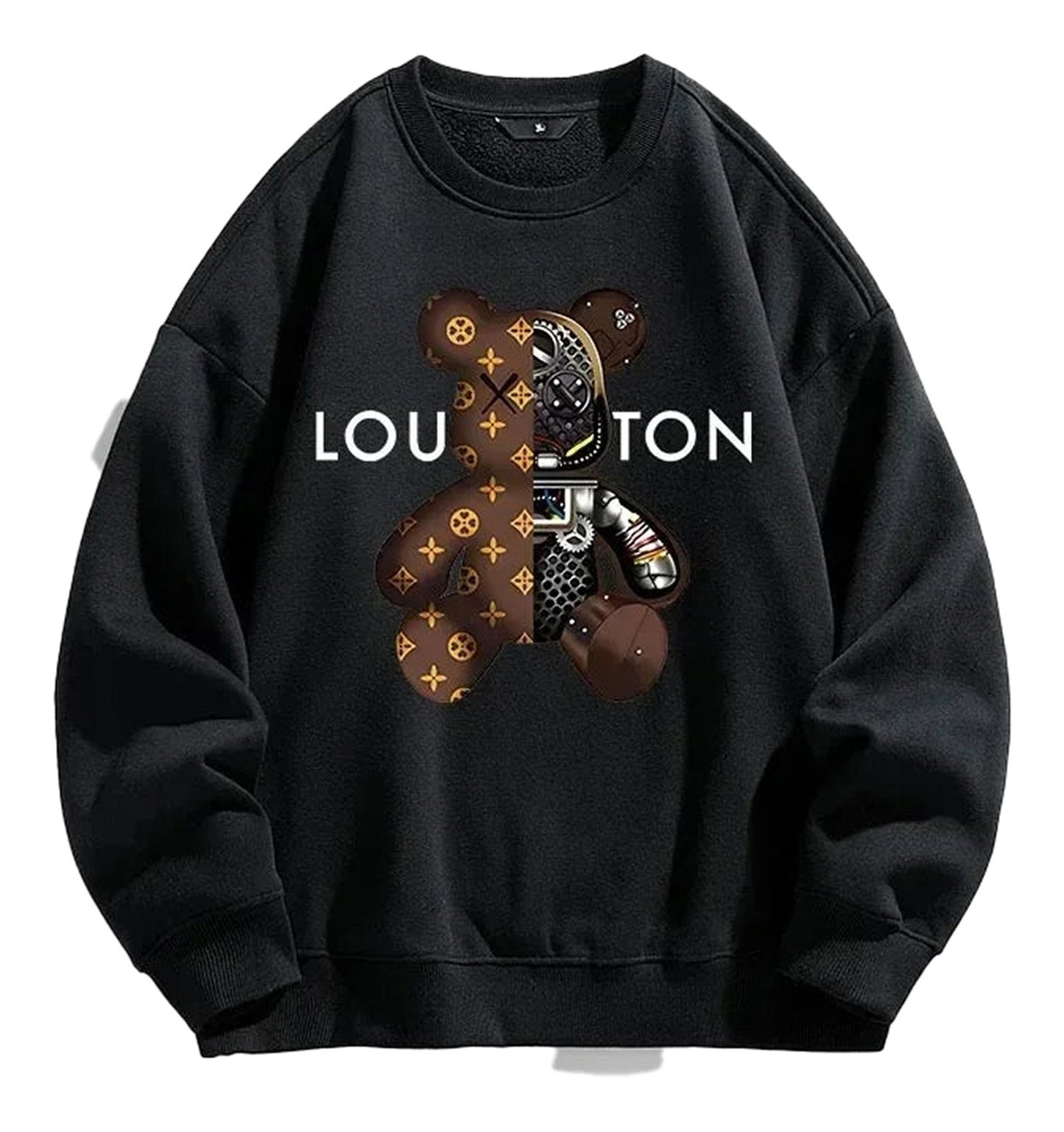 LuckeLadybug LLC 2024 streetwear hoodie in black featuring a teddy bear graphic
