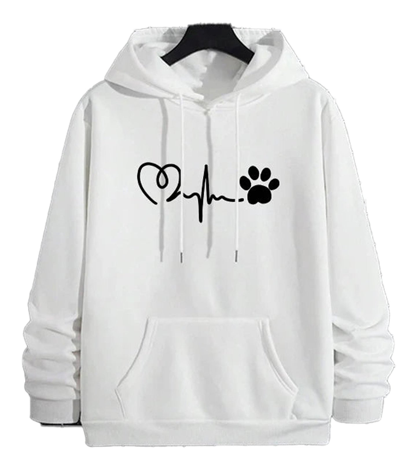 White LuckeLadybug LLC 2025 men's hoodies with heart and paw print design for stylish comfort