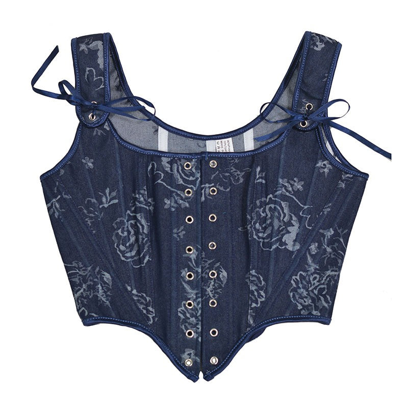 Floral Denim Corset Corset for Stylish Look