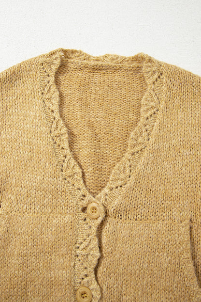 Light Beige Lantern Sleeve Cardigan