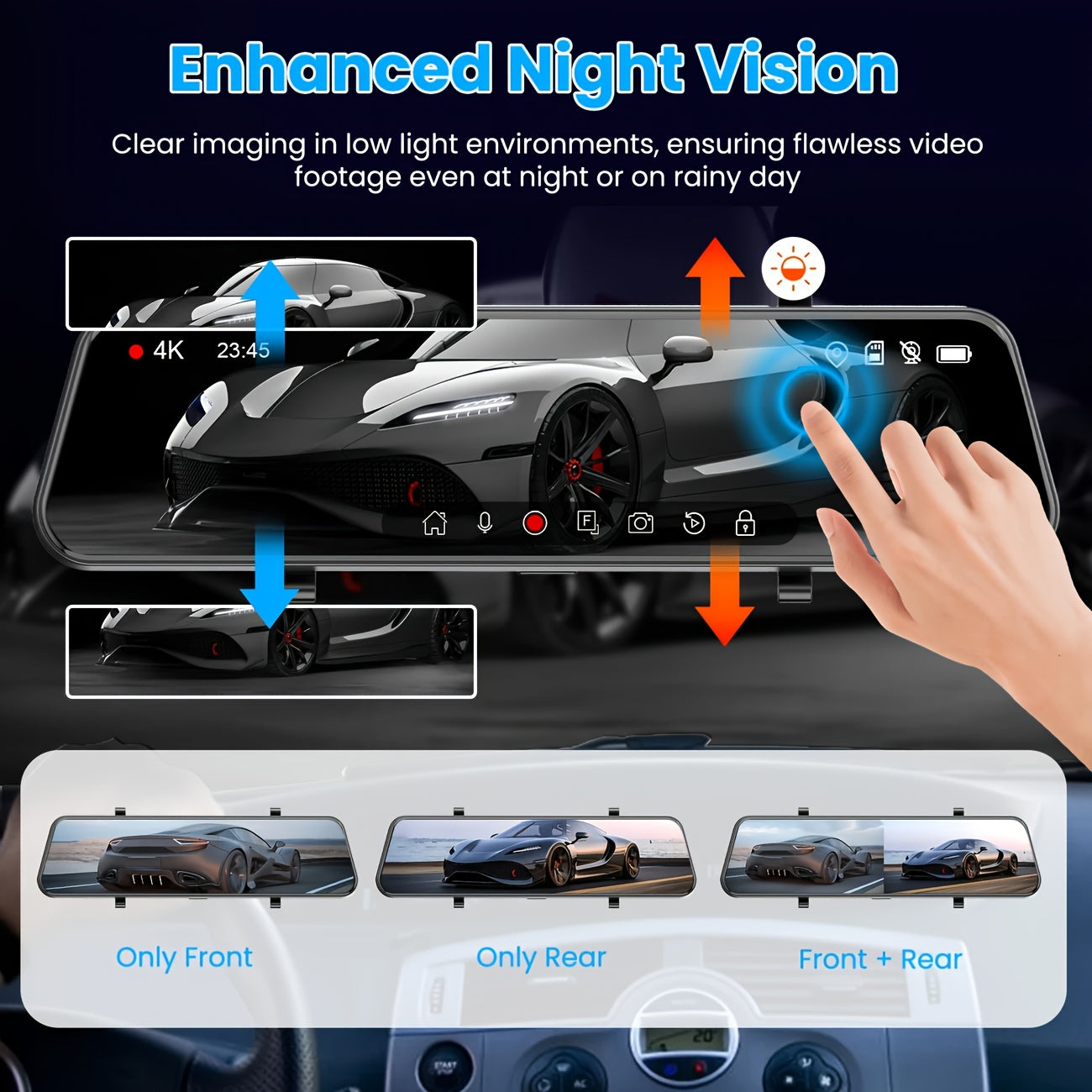4k Mirror Dash Cam Front And Rear