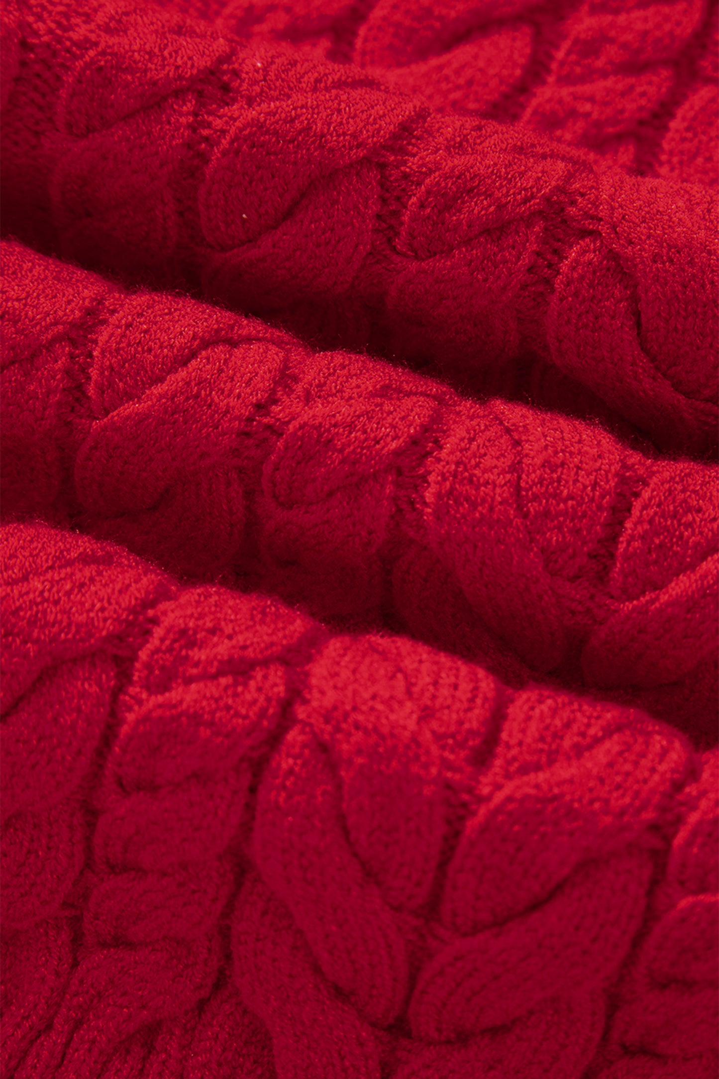 Fiery Red Cable Knit Sweater For Women