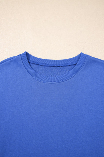 Red Varsity Sweatshirt Dress Cozy Pocketed Mini