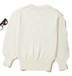 White Flower Detail Sweater For Trendy Style