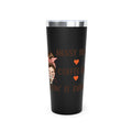 LuckeLadybug 22oz coffee travel cup for moms with black matte finish and coffee-themed design