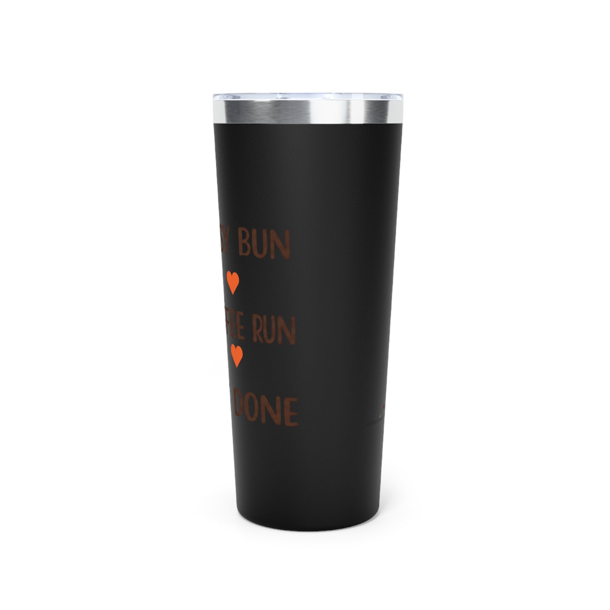 LuckeLadybug 22oz coffee travel cup for moms with black matte finish and motivational text