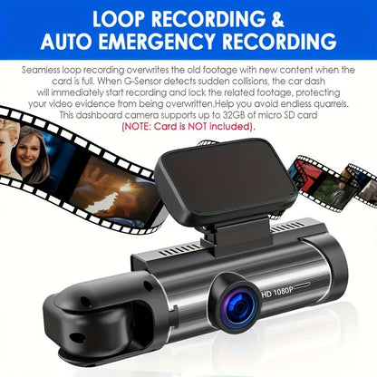 Dual Camera Dash Cam For Cars With 64gb Card