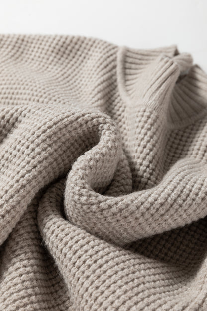 Gray Waffle Knit Sweater For Stylish Comfort