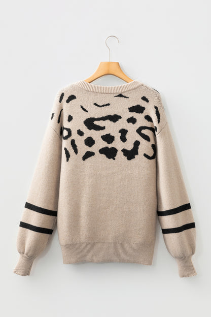 Khaki Leopard Sweater For Trendy Styles