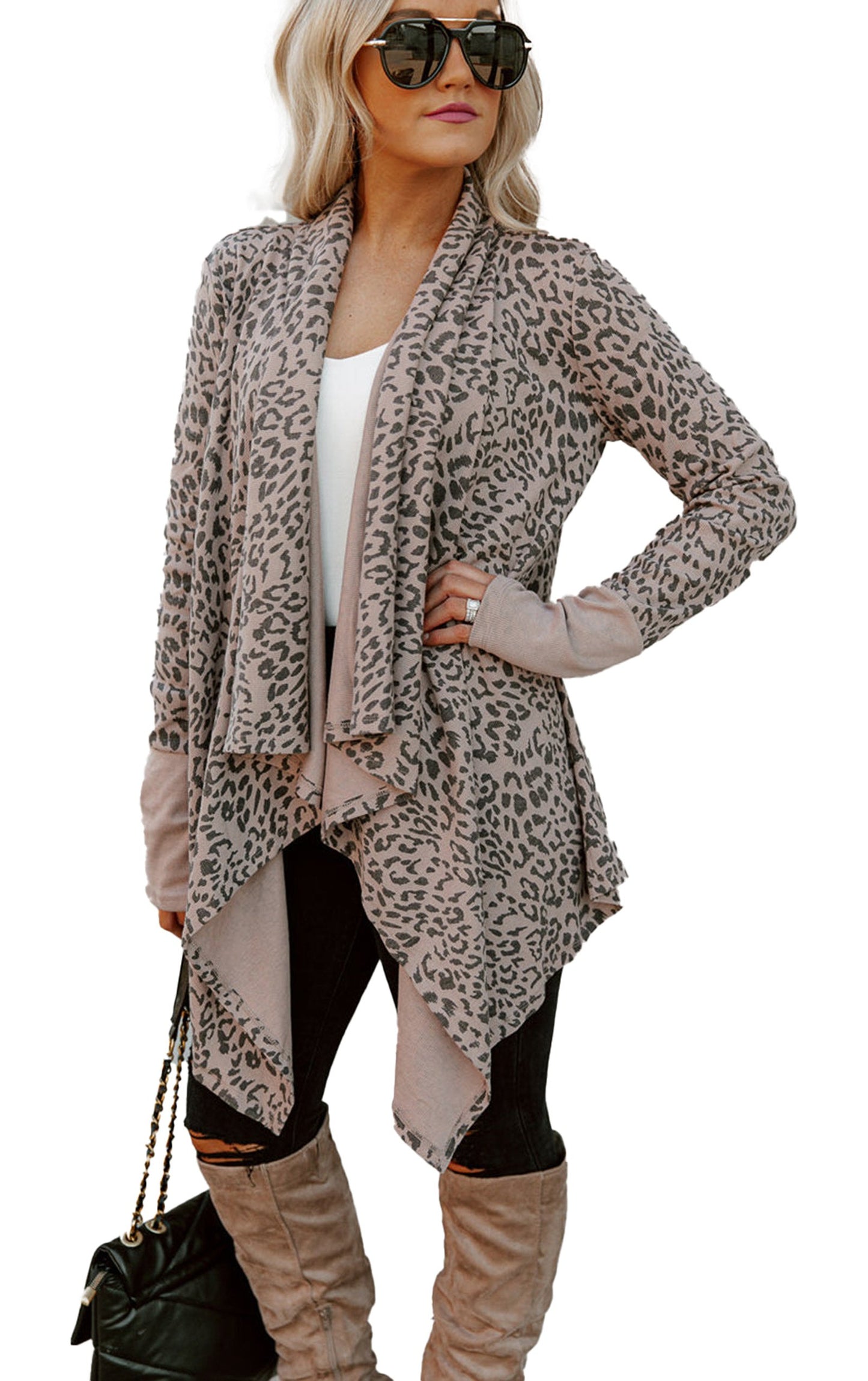 Leopard Open Front Cardigan For Trendy Style
