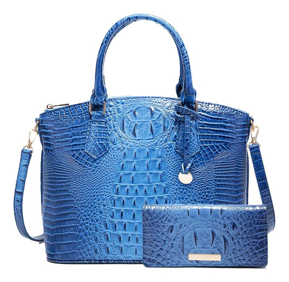 Crocodile Embossed Womens Handbag Chic Satchel