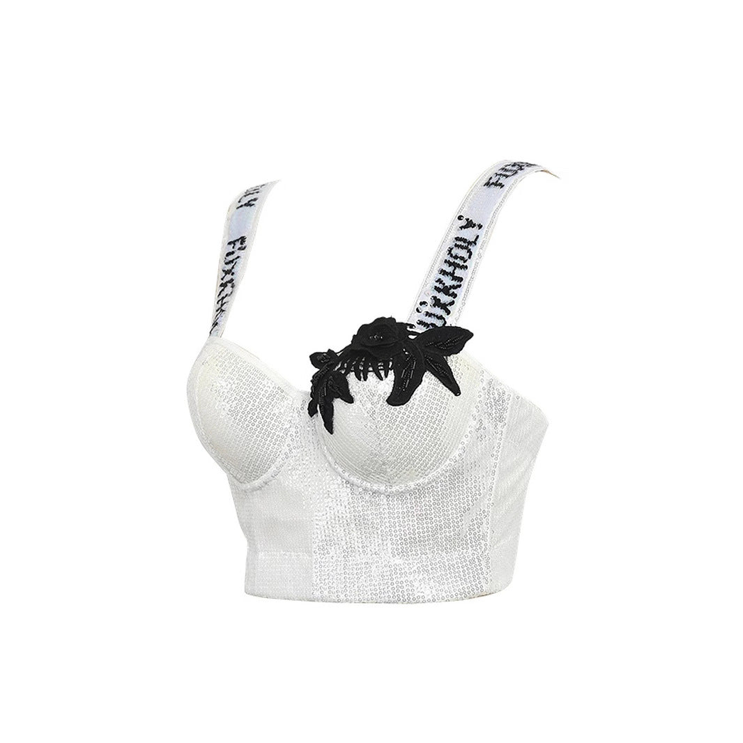 Corset Boned Sequin Top for Stylish Wear