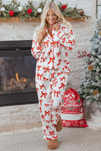 Red Christmas Bow Pajama Set For Women