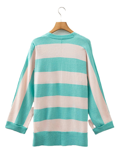 Iceland Blue Colorblock Cardigan For Women