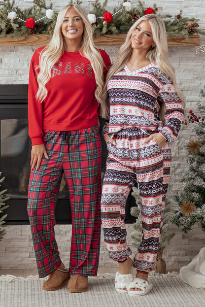 Red Plaid Christmas Lounge Set