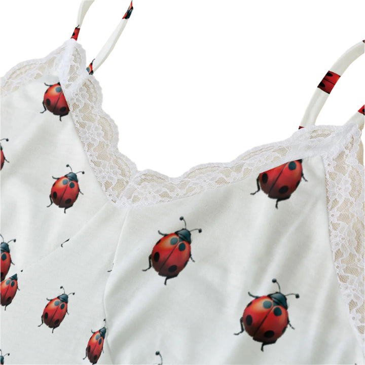 Sleep in Style: Cute Ladybug Women's Cami Pajama Set for Cozy Nights!