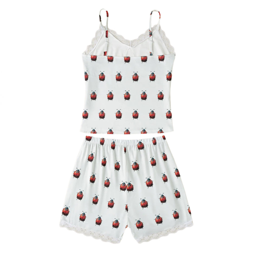 Sleep in Style: Cute Ladybug Women's Cami Pajama Set for Cozy Nights!