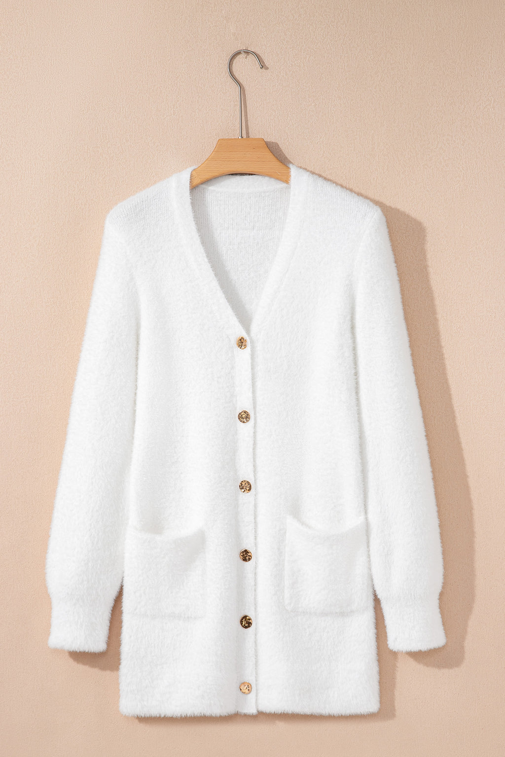 Dear-Lover Smoke Gray Fuzzy Cardigan For Cozy Style