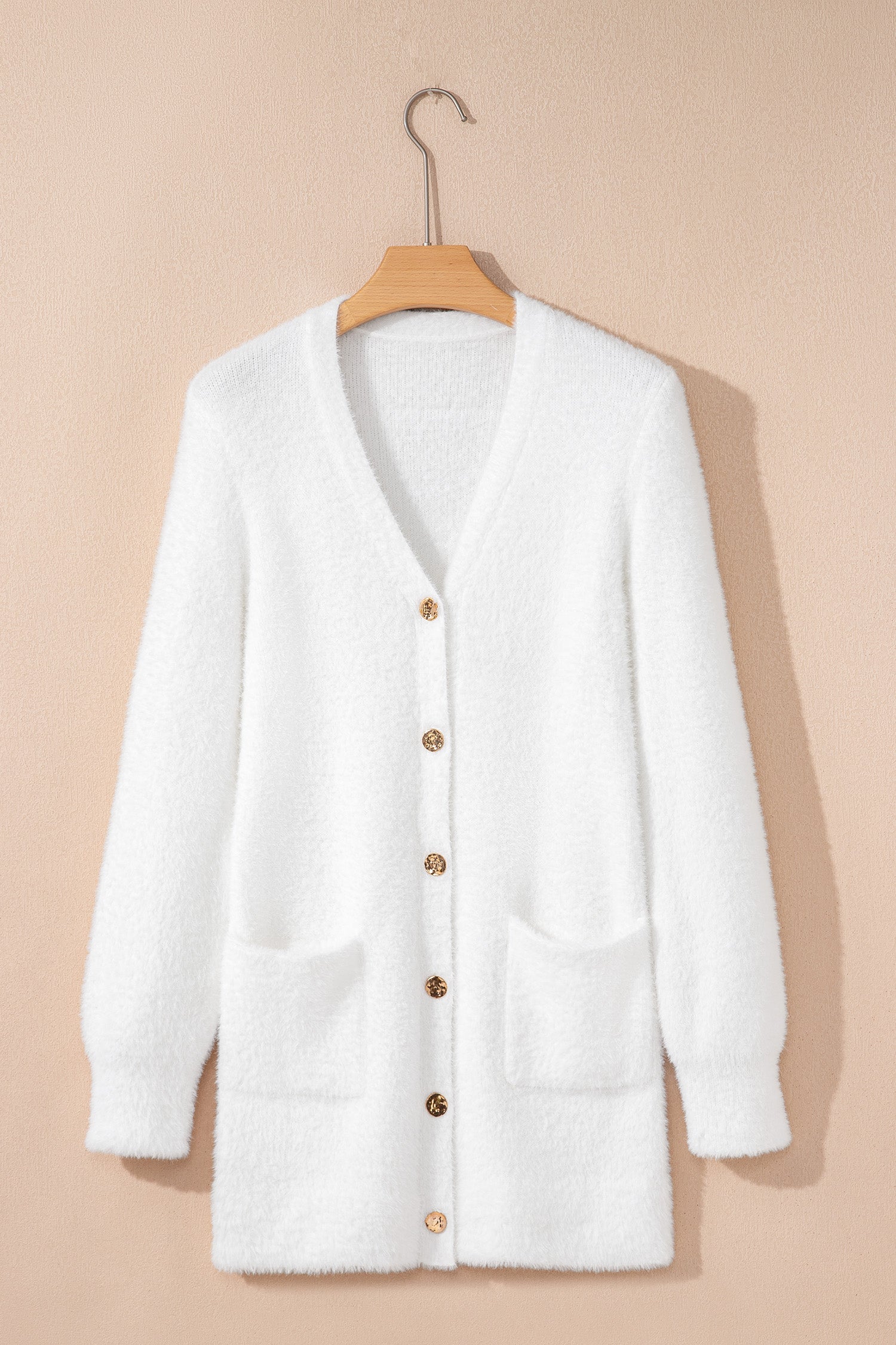 Dear-Lover Smoke Gray Fuzzy Cardigan For Cozy Style