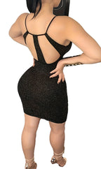 Backless Cami Mini Dress Sparkly Style