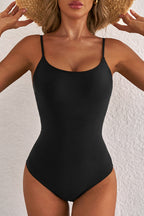 Black one piece swimsuit bathing suits with adjustable straps for a sleek beach look