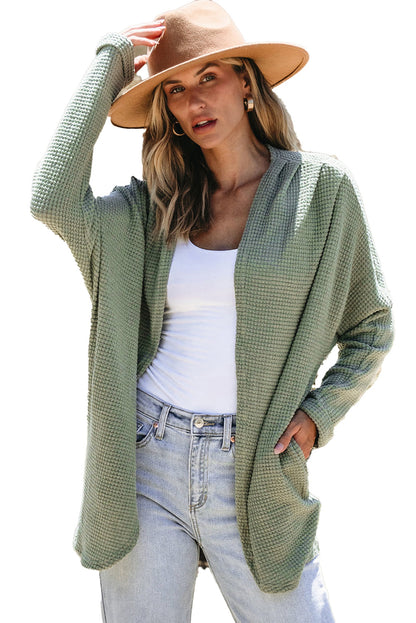 Laurel Green Waffle Knit Cardigan